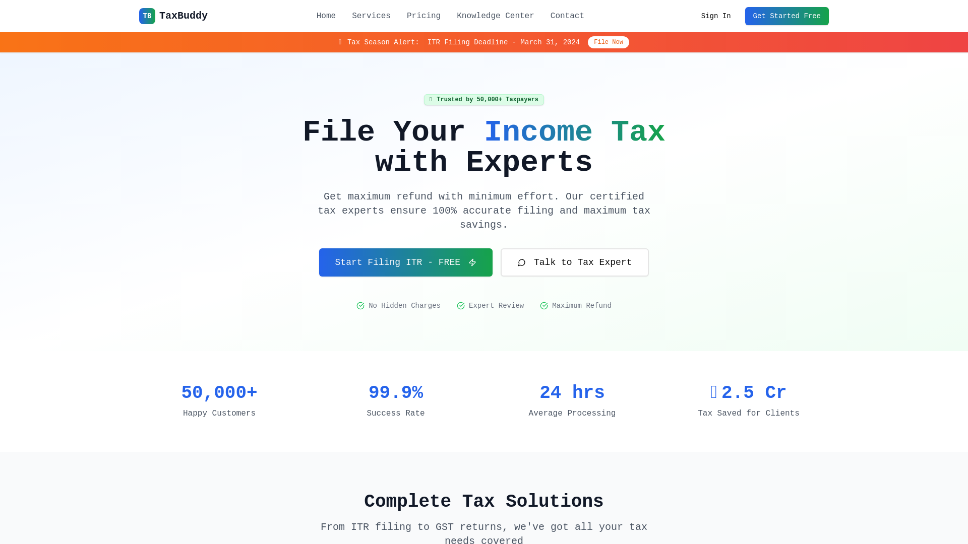 Website Template: tax filing website
