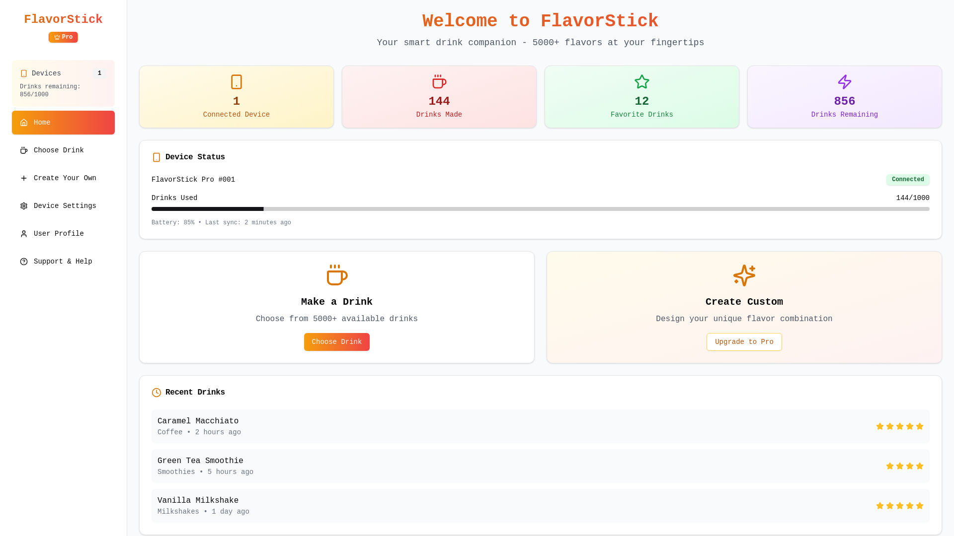 Website Template: 📱 FlavorStick App -