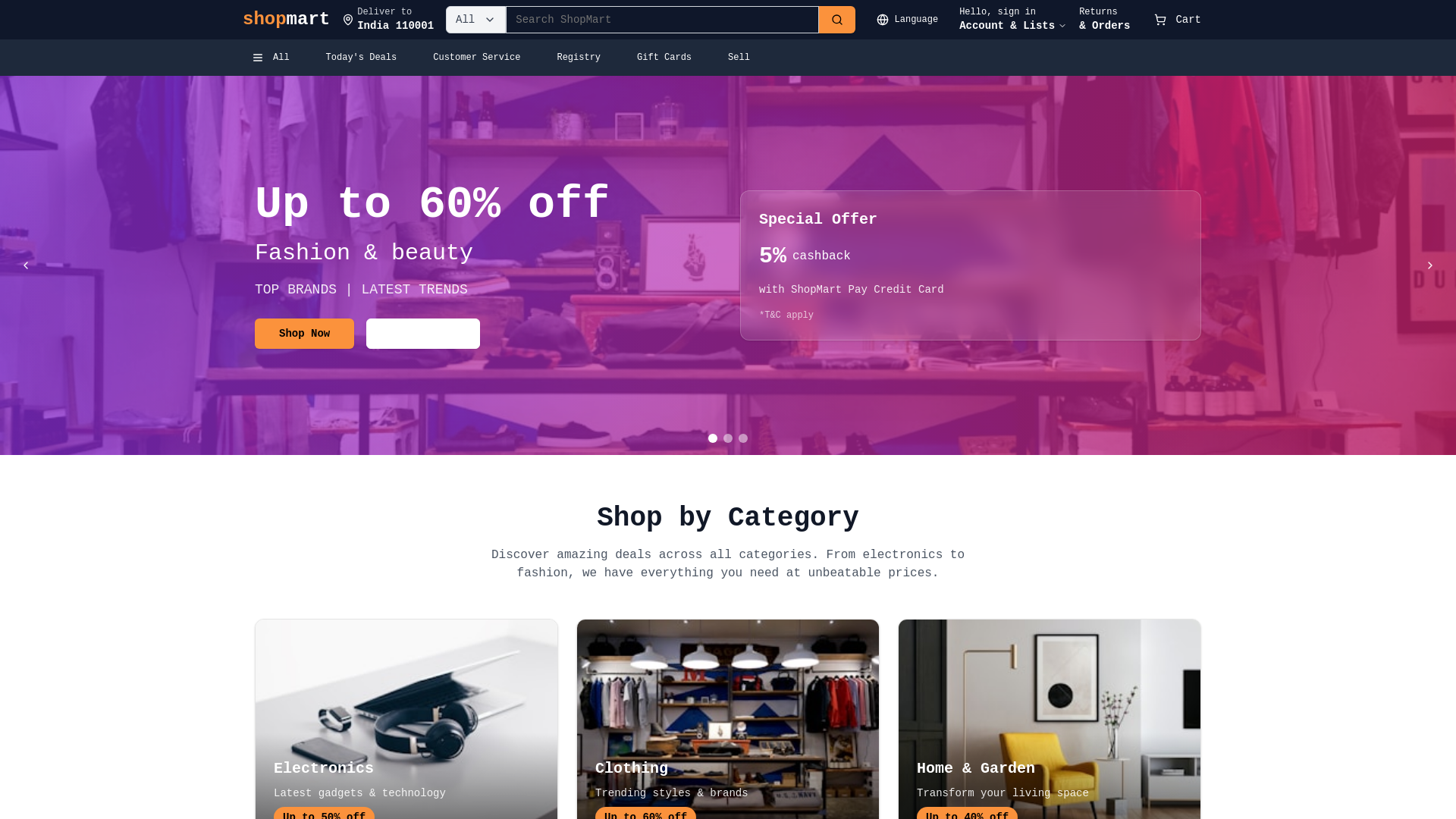 Website Template: Amazon website