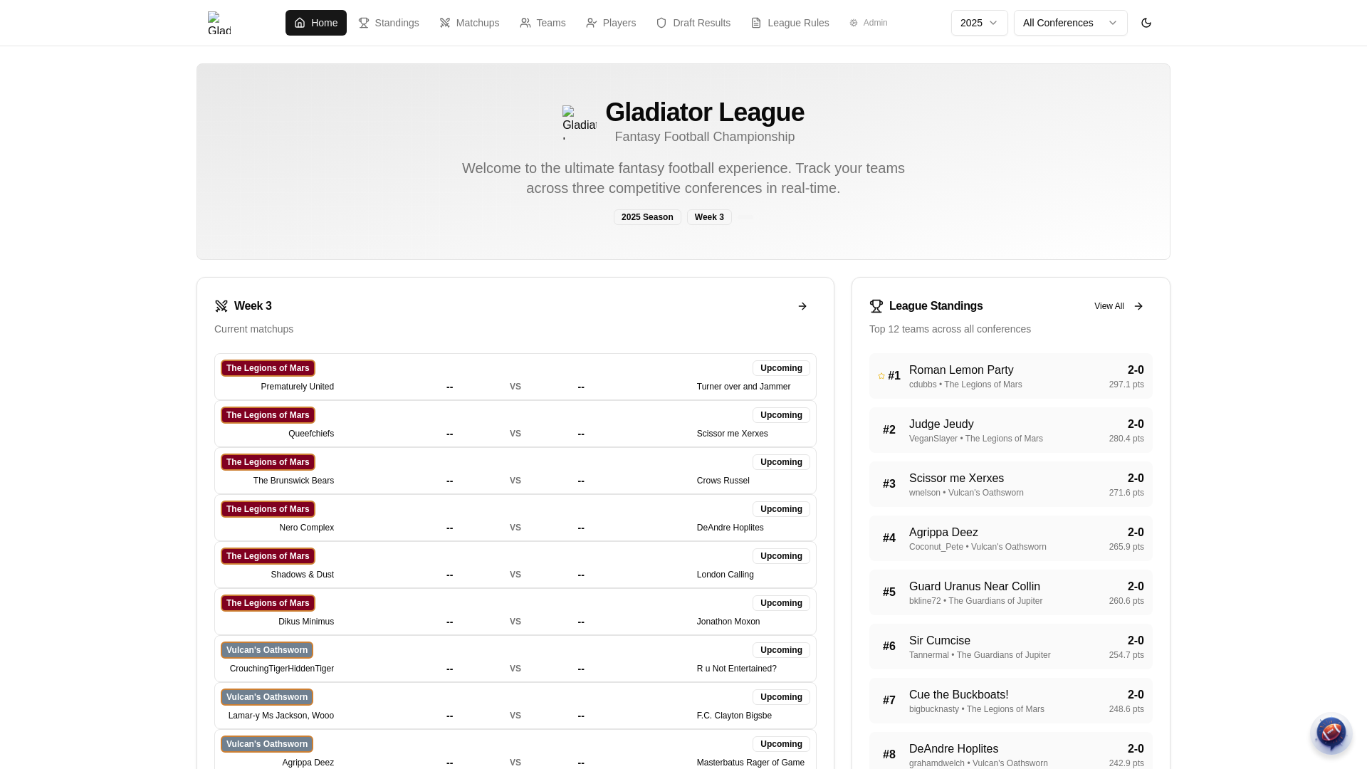 Website Template: gladiator-league-VScode