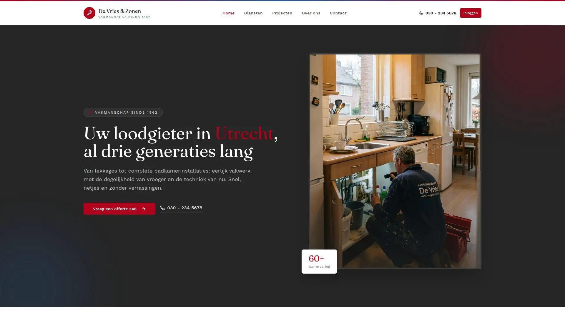 Voorbeeldwebsite van De Vries & Zonen