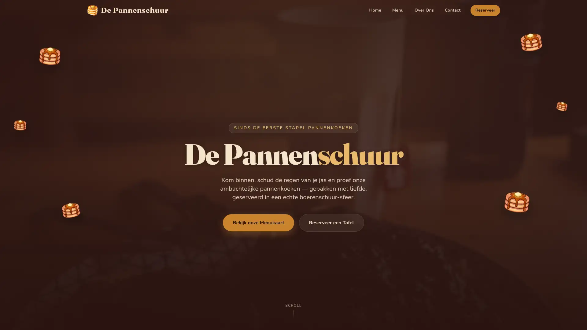 Voorbeeldwebsite van Restaurant De Pannenschuur met een warme sfeer