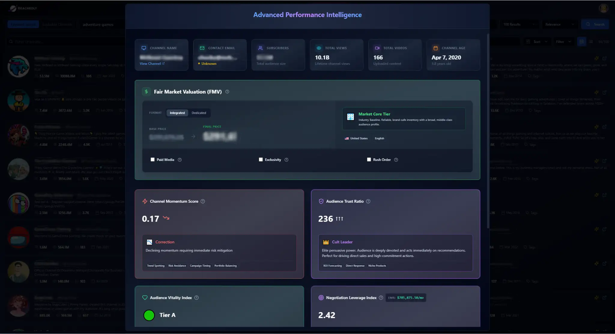 Performance Intelligence screenshot