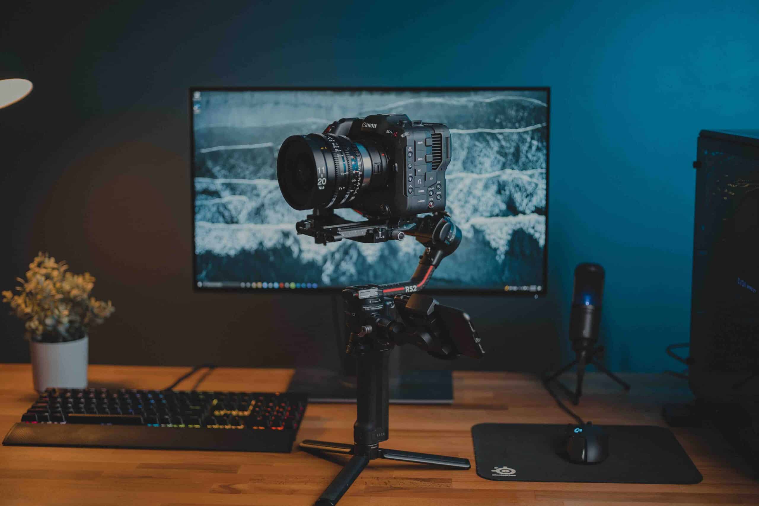 Canon C70 Cinema Camera Desk Setup