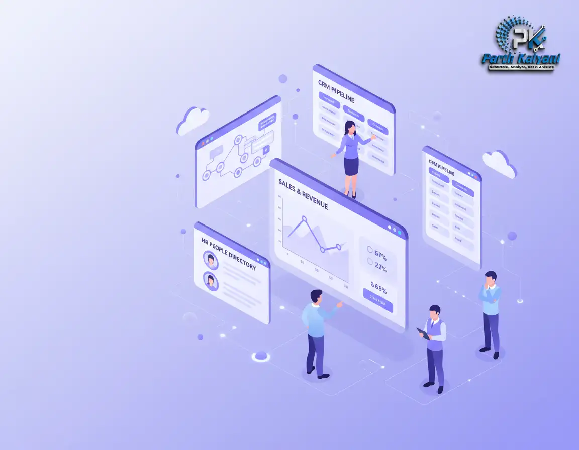 Modern AI-powered business analytics dashboard showcasing enterprise resource planning system with data visualization and intelligent automation