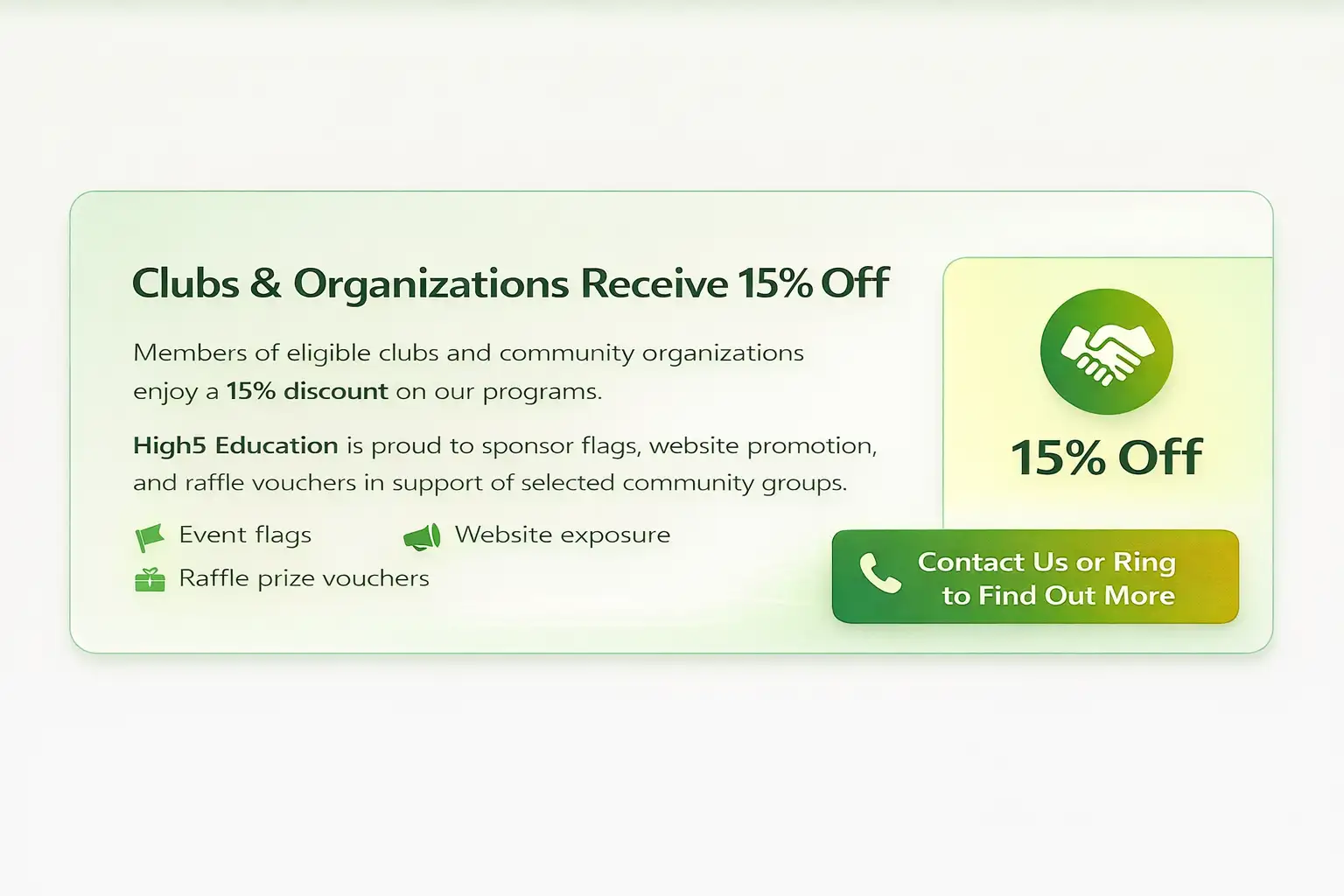 Club, Organization, Community Discount
