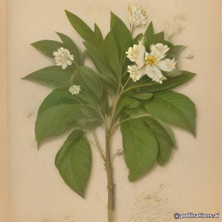Classical botanical illustration of 红厚壳 / 琼崖海棠 / 胡桐 / 海棠果 — Calophyllum inophyllum L.
