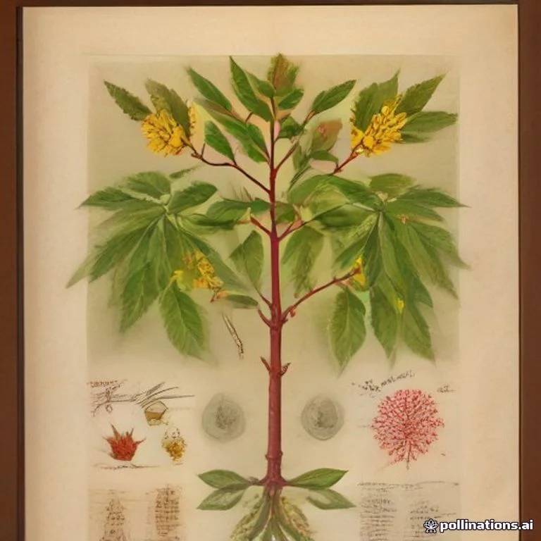 Classical botanical illustration of 海红豆 / 孔雀豆 / 相思豆 / 红心豆 / 细叶海红豆 — Adenanthera pavonina L. (syn. Corallaria parvifolia)