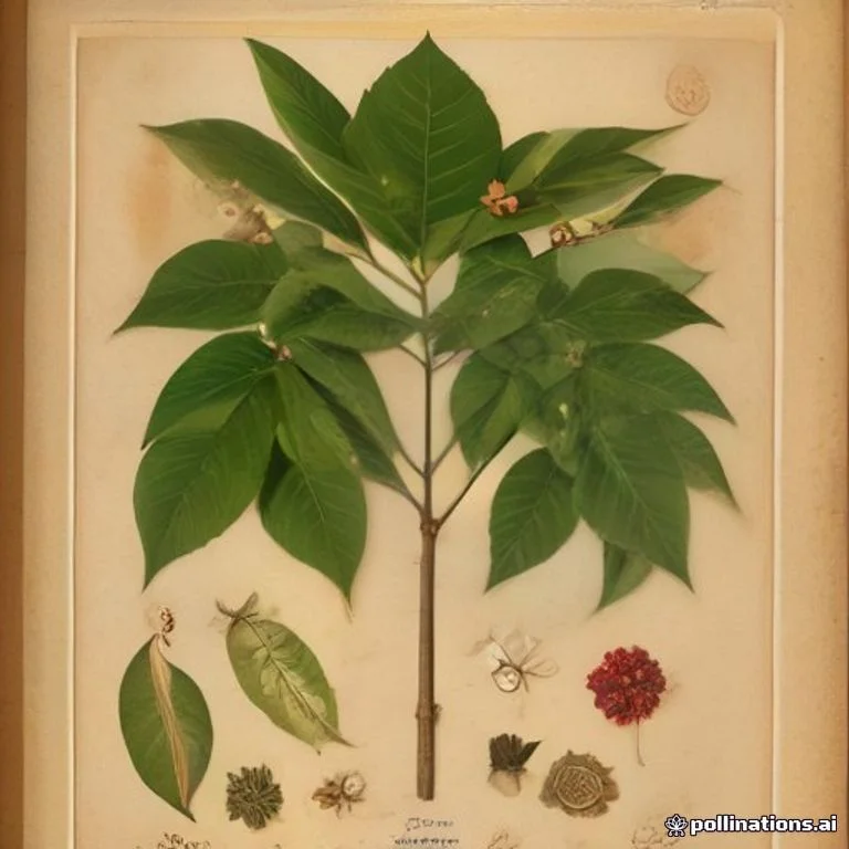 Classical botanical illustration of 罗布斯塔咖啡 / 咖啡树 / 中果咖啡 / 刚果咖啡 — Coffea canephora Pierre ex A.Froehner (syn. Coffea robusta)