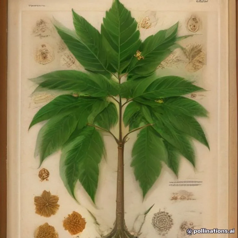 Classical botanical illustration of 爪哇苦木 / 南苦木 / 苦木同属 / 苦胆木 — Picrasma javanica Blume (syn. Picrasma nepalensis)