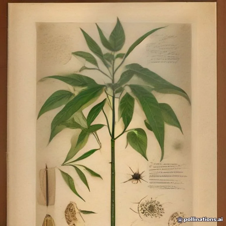Classical botanical illustration of 大花田菁 / 木田菁 / 慢条花 / 鸟花树 / 蝴蝶花树 — Sesbania grandiflora (L.) Pers. (syn. Aeschynomene grandiflora)