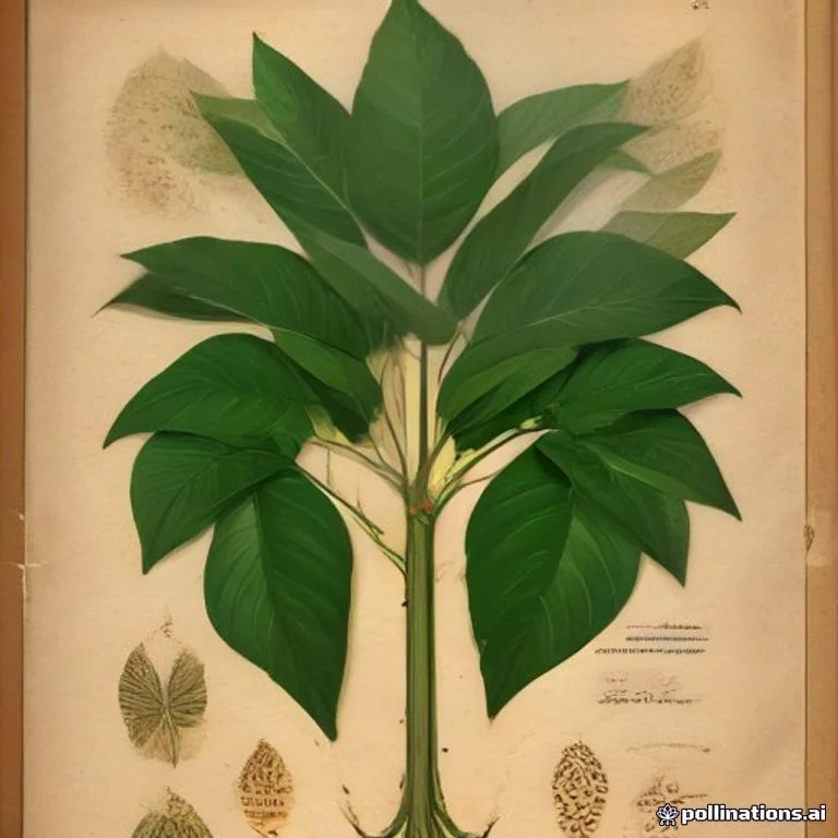 Classical botanical illustration of 大叶黑板树 / 大叶乳木 / 阔叶盆架树 / 拔地榄 / 山黑板树 — Alstonia macrophylla Wall. ex G.Don (syn. Alstonia costata)