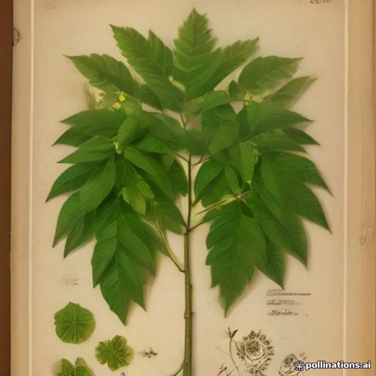 Classical botanical illustration of 南洋参 / 福禄桐 / 羽叶南洋参 / 树三七 / 碎叶福禄桐 — Polyscias fruticosa (L.) Harms (syn. Panax fruticosus, Nothopanax fruticosus)
