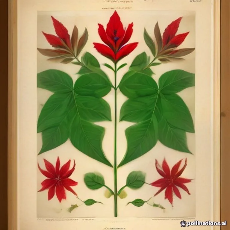 Classical botanical illustration of 红花丹 / 紫雪花 / 鲜红花丹 / 红雪花 / 赤华丹 — Plumbago indica L. (syn. Plumbago rosea)