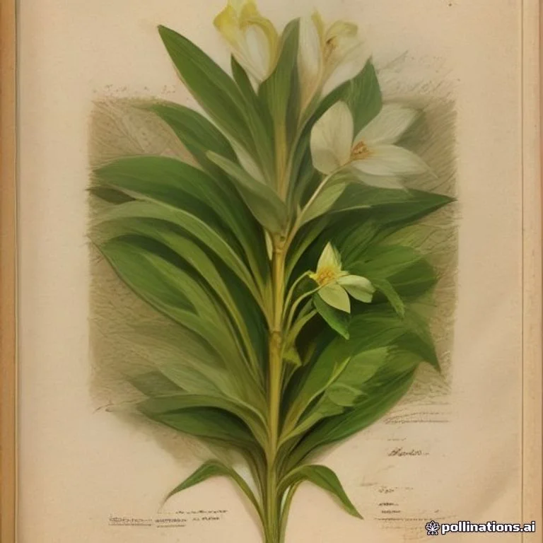 Classical botanical illustration of 香荚兰 / 香草 / 香子兰 / 扁叶香荚兰 / 梵尼兰 — Vanilla planifolia Andrews (syn. Vanilla fragrans)