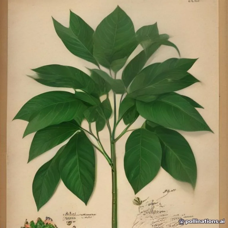 Classical botanical illustration of 椭圆鸭脚木 / 假鹅掌柴 / 蔓生鸭脚木 / 密叶鹅掌柴 / 假七叶莲 — Schefflera elliptica (Blume) Harms (syn. Sciodaphyllum ellipticum)