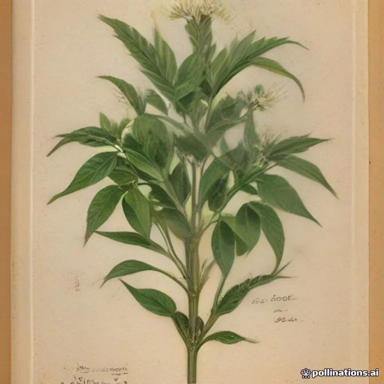 Classical botanical illustration of 散沫花 / 指甲花 / 散沫叶 — Lawsonia inermis L. (syn. Lawsonia alba Lam.)