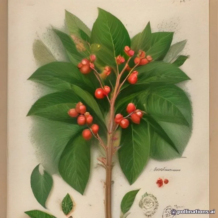 Classical botanical illustration of 朱砂根 / 百两金 / 万两金 / 大罗伞 / 红凉伞 / 珍珠伞 / 八爪金龙 — Ardisia crenata Sims (syn. Ardisia crenulata, Bladhia crenata)