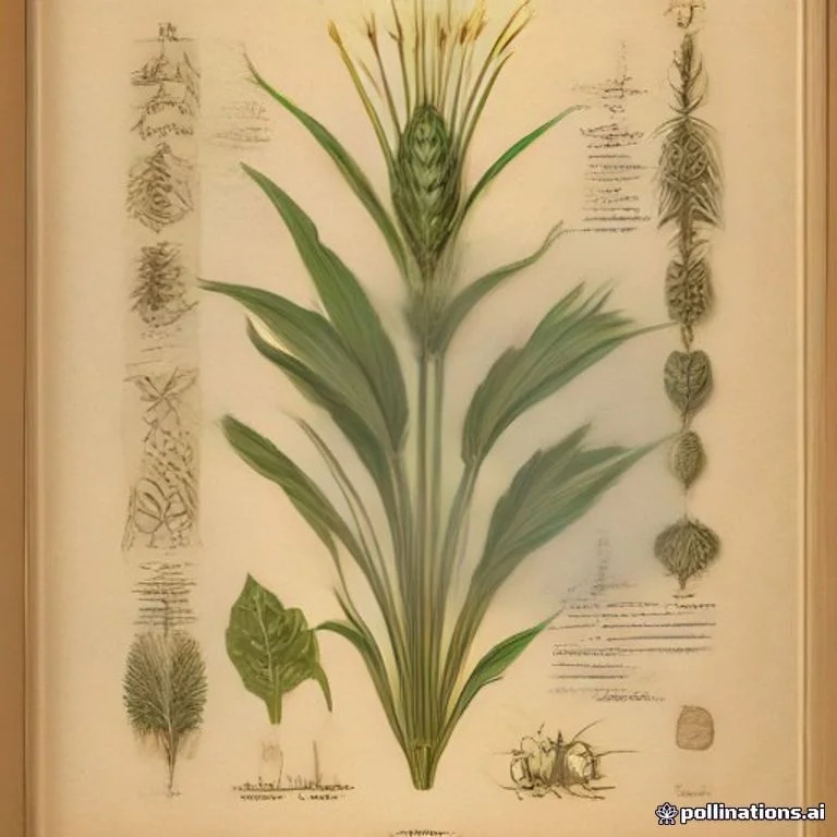 Classical botanical illustration of 东印度香茅 / 曲序香茅 / 柠檬草 — Cymbopogon flexuosus (Nees ex Steud.) W.Watson