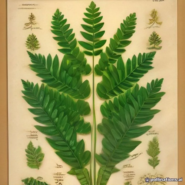 Classical botanical illustration of 卤蕨 / 金色卤蕨 / 卤水蕨 / 海蕨 / 大叶凤尾蕨同科 — Acrostichum aureum L. (syn. Chrysodium aureum)