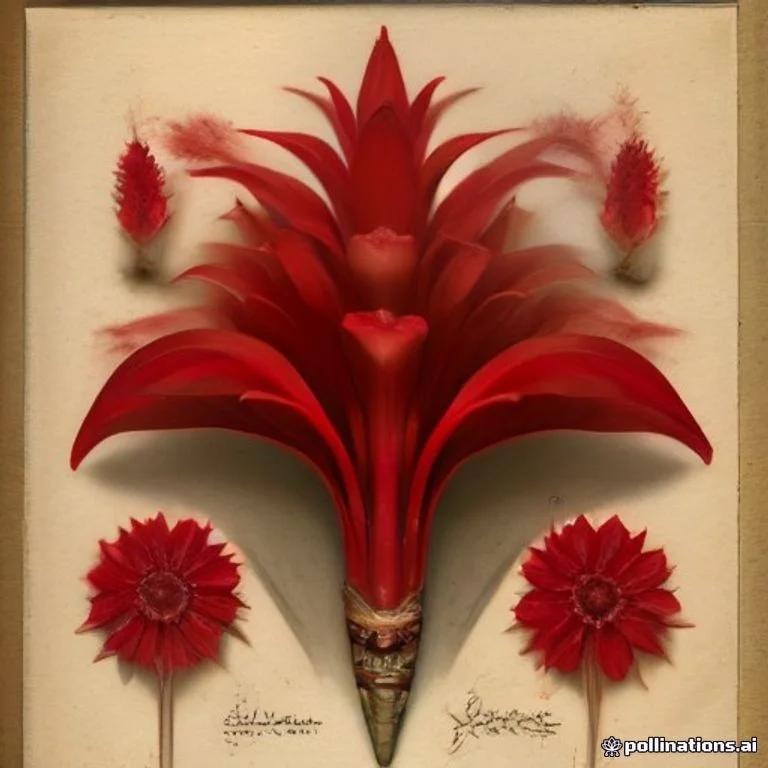 Classical botanical illustration of 红花火炬姜 / 地生姜 / 矮生火炬姜 / 红姜花 — Etlingera punicea (Roxb.) R.M.Sm. (syn. Etlingera littoralis)