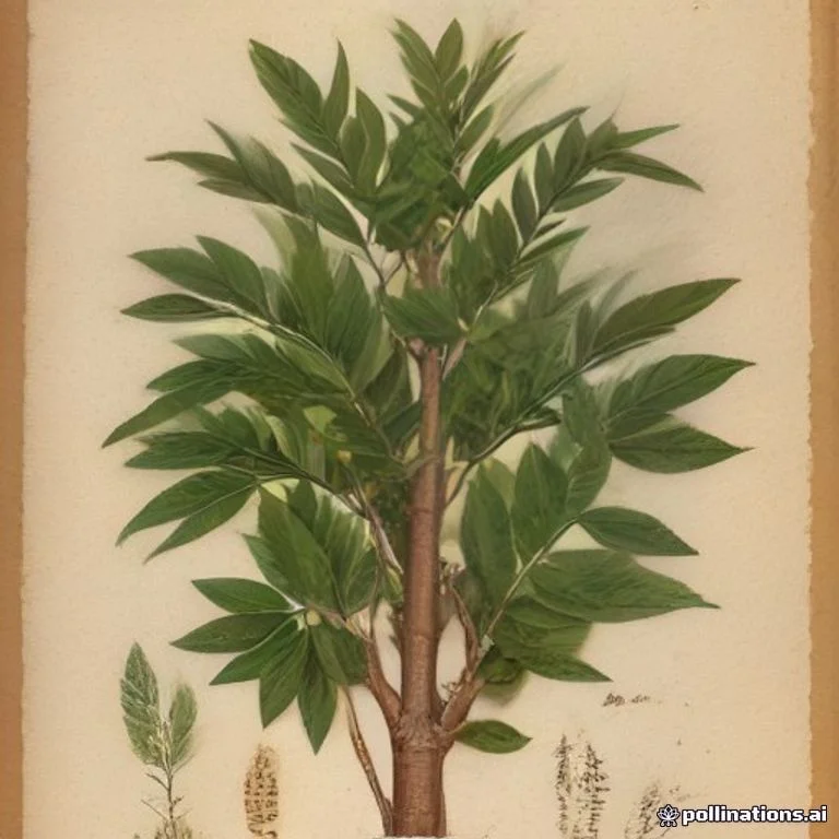 Classical botanical illustration of 白千层 / 玉树 / 桉叶藤 — Melaleuca cajuputi Powell (syn. Melaleuca leucadendra)