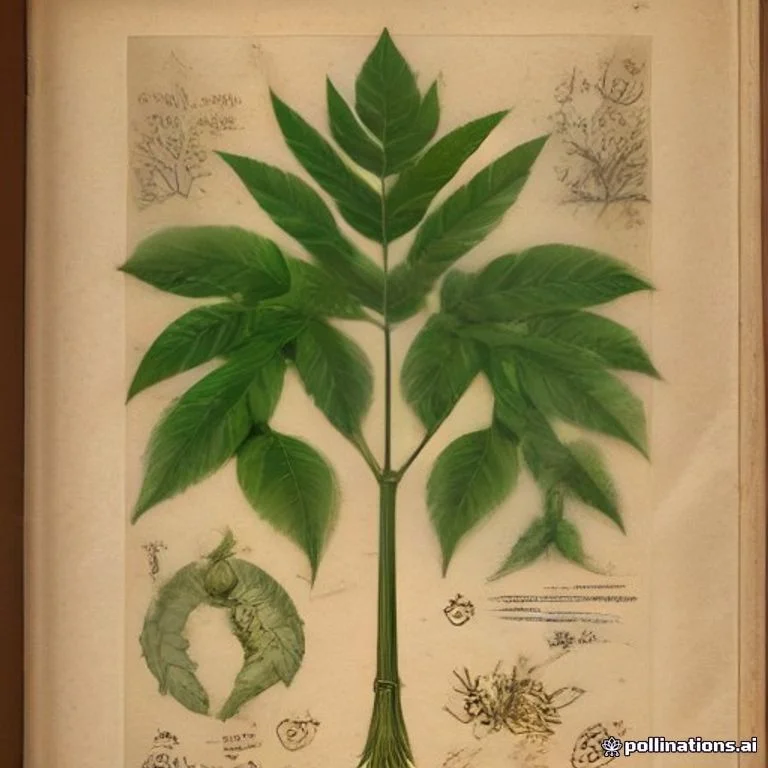Classical botanical illustration of 印楝 / 印度楝 / 苦楝同属 / 印度苦楝 / 万灵树 — Azadirachta indica A.Juss. (syn. Melia azadirachta, Antelaea azadirachta)