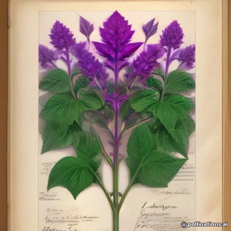 Classical botanical illustration of 紫苏 / 赤苏 / 紫苏叶 / 紫苏梗 / 紫苏子 / 桂荏 — Perilla frutescens (L.) Britton (syn. Perilla ocymoides)