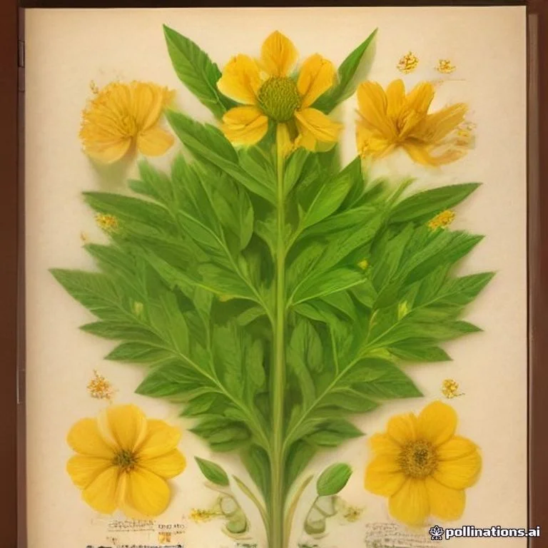 Classical botanical illustration of 达米阿那 / 催情草 / 达米草 / 透纳树叶 / 墨西哥催情藤 — Turnera diffusa Willd. ex Schult. (syn. Turnera aphrodisiaca)