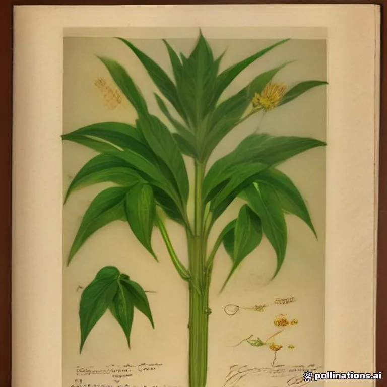 Classical botanical illustration of 普莱姜 / 泰国普莱 / 紫姜 / 苦姜 — Zingiber montanum (J.Koenig) Link ex A.Dietr. (syn. Zingiber cassumunar Roxb.)
