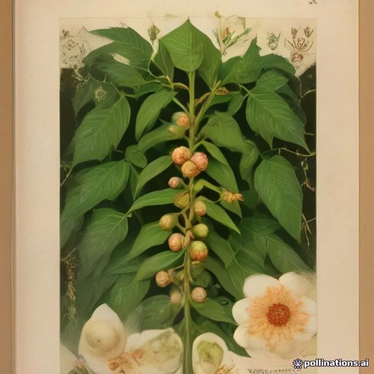 Classical botanical illustration of 密花藤 / 粉防己同科 / 假防己 / 菲律宾密花藤 / 黄木藤 — Pycnarrhena manillensis Vidal (syn. Pycnarrhena tumefacta)