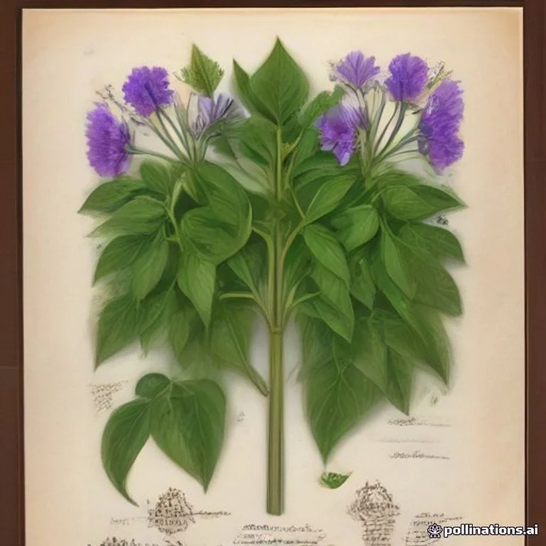 Classical botanical illustration of 水蓑衣 / 穿心草 / 鱼骨草 / 水向日葵 — Hygrophila ringens (L.) R.Br. ex Spreng. (syn. Hygrophila salicifolia)