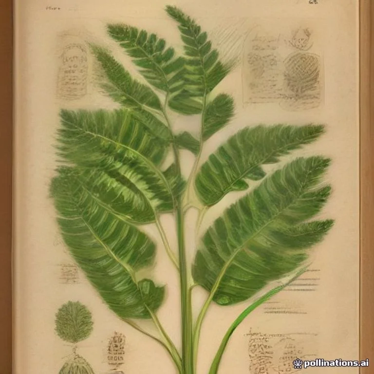 Classical botanical illustration of 乌毛蕨 / 贯众蕨 / 蜈蚣草 / 东方乌毛蕨 — Blechnum orientale L.