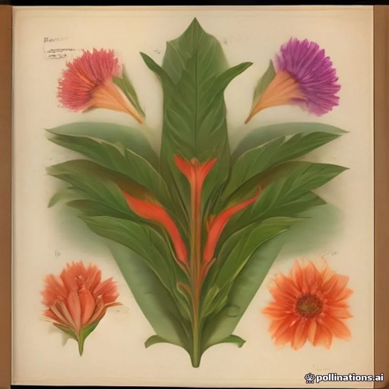 Classical botanical illustration of 胰岛素草 / 降糖姜 / 斑叶闭鞘姜 / 墨西哥闭鞘姜 / 红苞闭鞘姜 — Costus pictus D.Don (syn. Chamaecostus cuspidatus, Costus mexicanus, Costus cuspidatus)