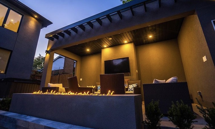 Luxury custom cabana with poolside outdoor structure