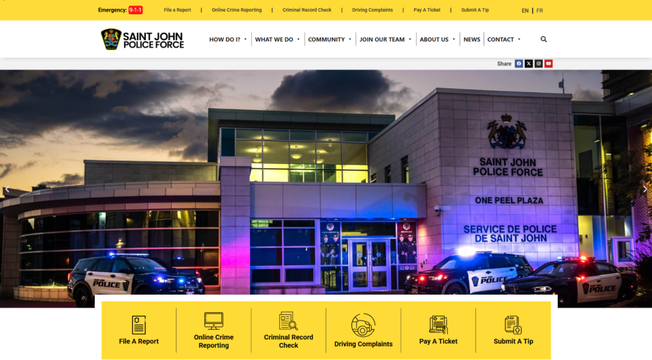 Saint John Police Force website preview