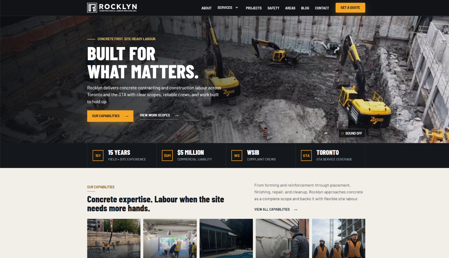 Rocklyn Construction website preview