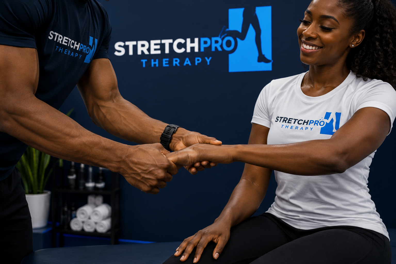Assisted stretching session in studio
