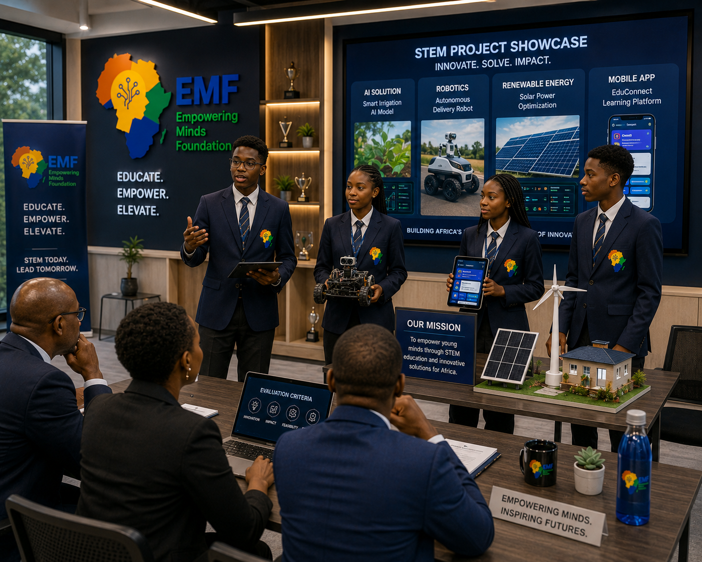 EMF facilitator leading an AI workshop with a digital map of Africa