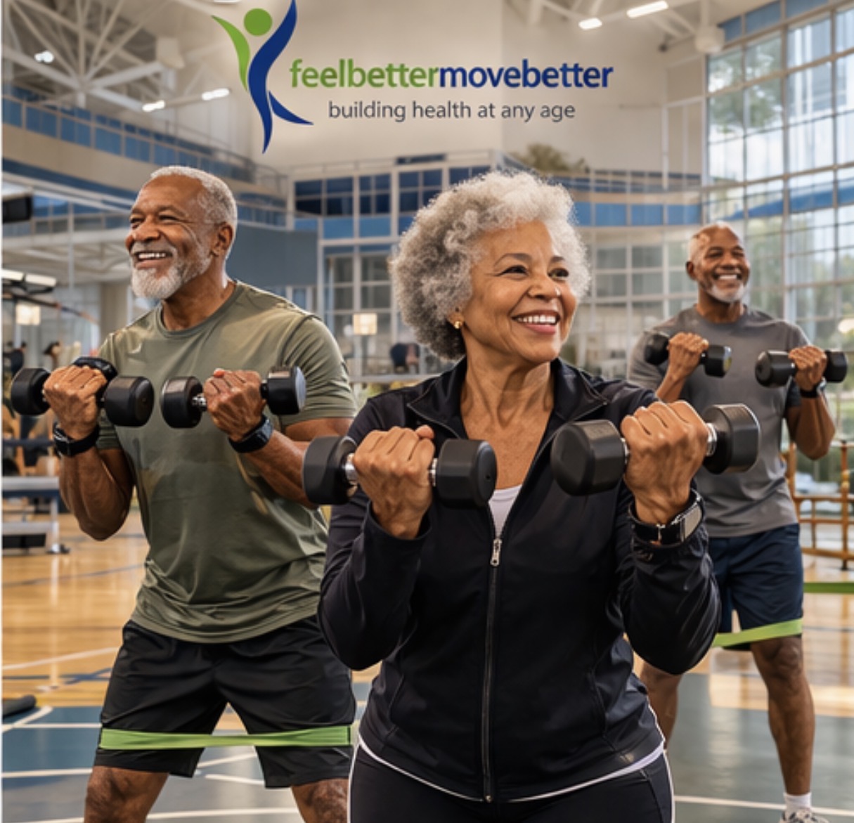 Seniors working out with professional guidance