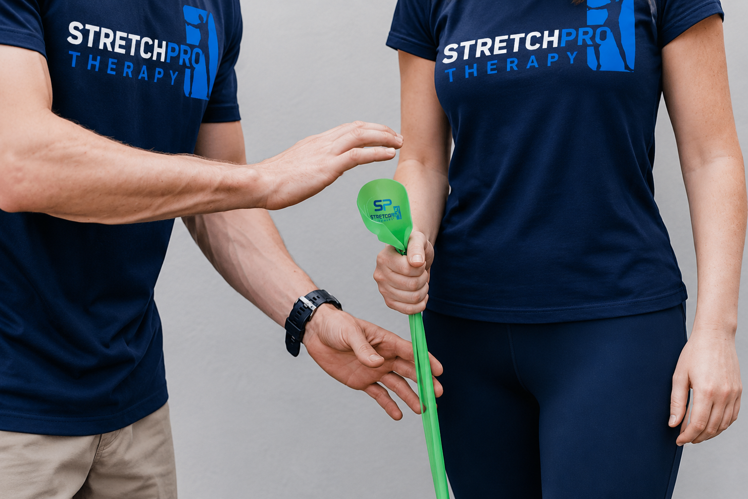 Assisted stretching on therapy table