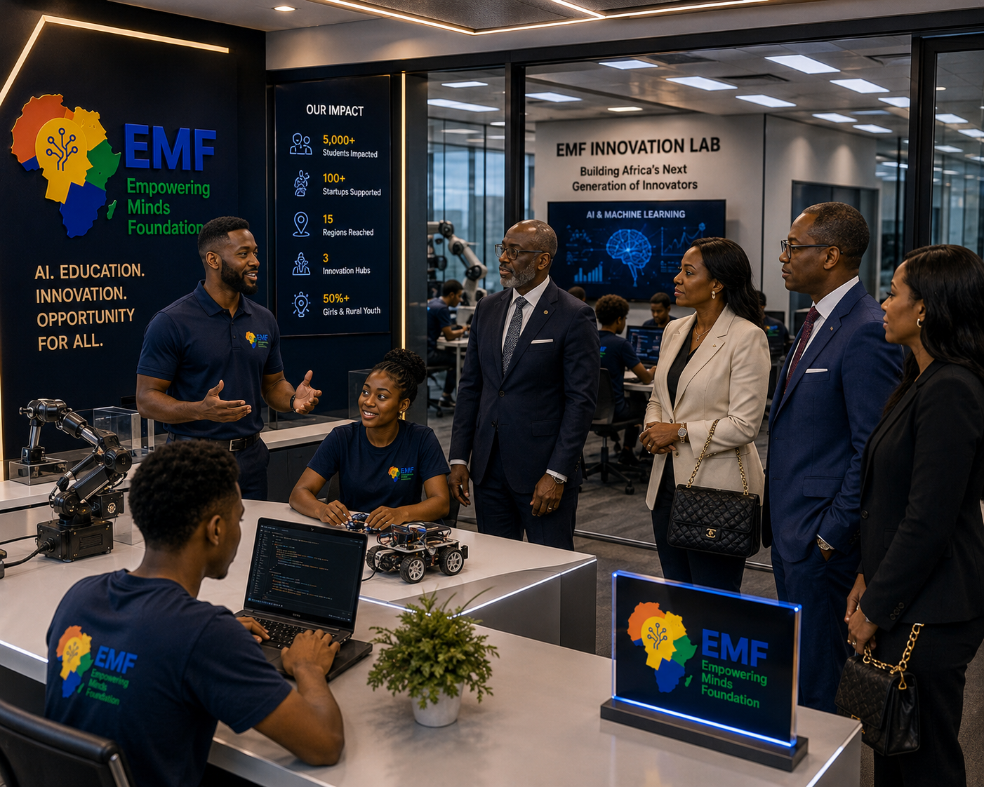 Investors touring the EMF Innovation Lab — building Africa's next generation of innovators