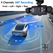 WiFi Dashcam Car Camera Black Box Driving 4Ch Front Left Right Rear Night Vision... VR FHD 1080P - Thumbnail 6