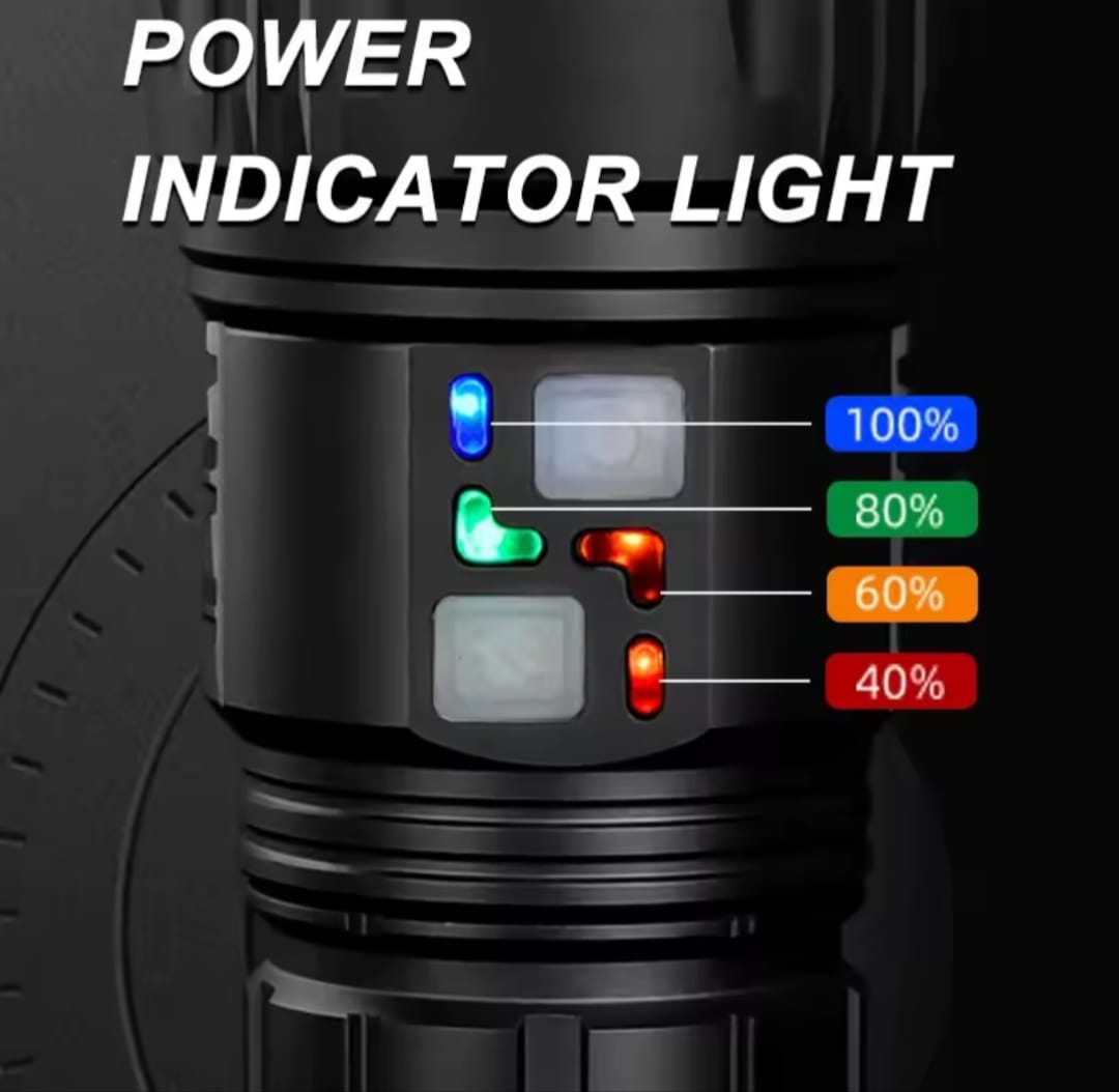 COBA Ultra Powerful LED Spotlight Long Range Flashlight Fluorescent Absorbing Film Luminous Zoom Flashlight Camping Emergency - Thumbnail 3