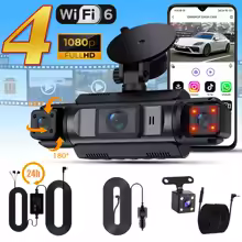WiFi Dashcam Car Camera Black Box Driving 4Ch Front Left Right Rear Night Vision... VR FHD 1080P - Thumbnail 2