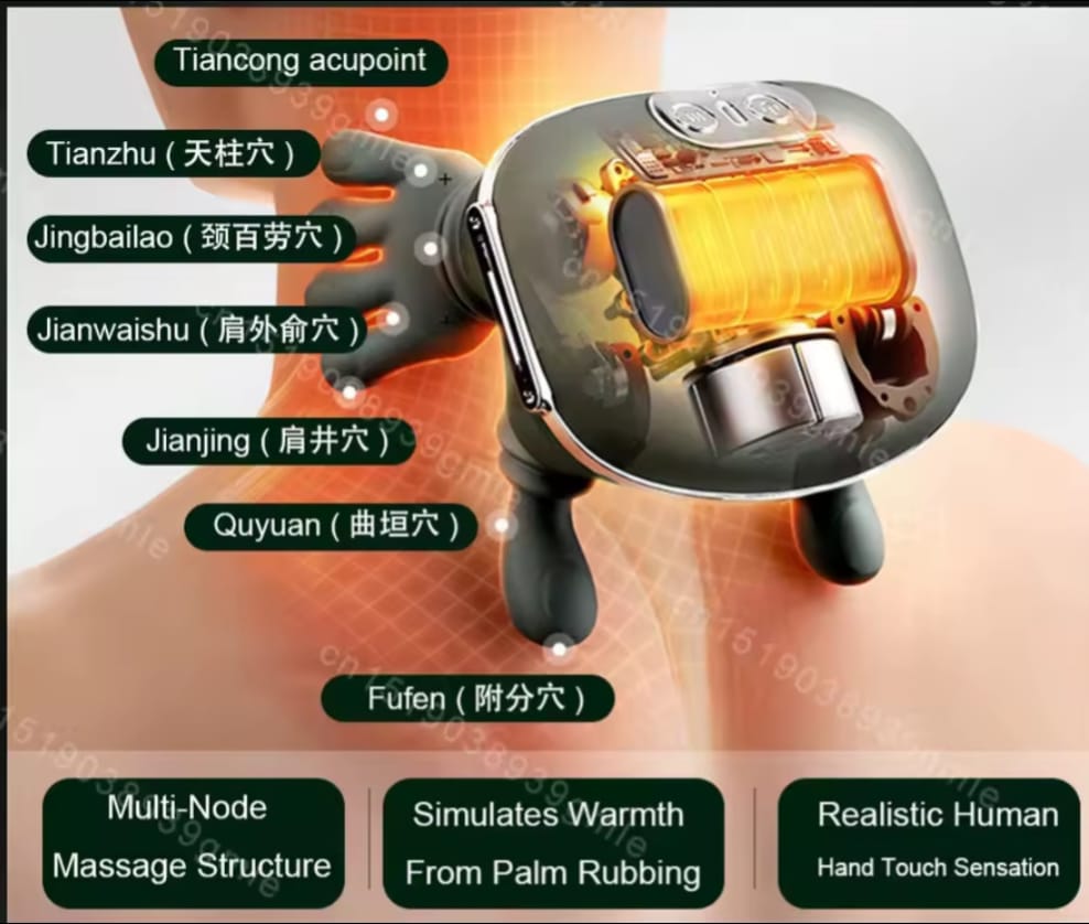 Neck Shoulder Massager Intelligent Bionic Shiatsu Red Light Heated Relief Fatigue Body Kneading Trapezius Muscles Relaxation