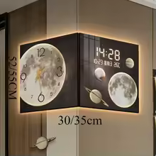 Corner Wall Clock with Light, Living Room Digital Clock, Wall Clocks, Luxury Design, Large Pendulum, Room Decor - Thumbnail 2