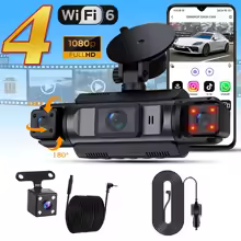 WiFi Dashcam Car Camera Black Box Driving 4Ch Front Left Right Rear Night Vision... VR FHD 1080P - Thumbnail 3