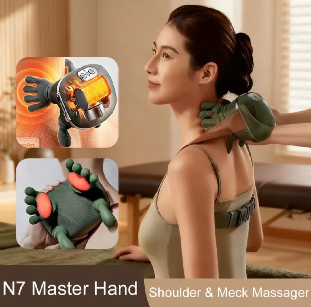 Neck Shoulder Massager Intelligent Bionic Shiatsu Red Light Heated Relief Fatigue Body Kneading Trapezius Muscles Relaxation - Thumbnail 3