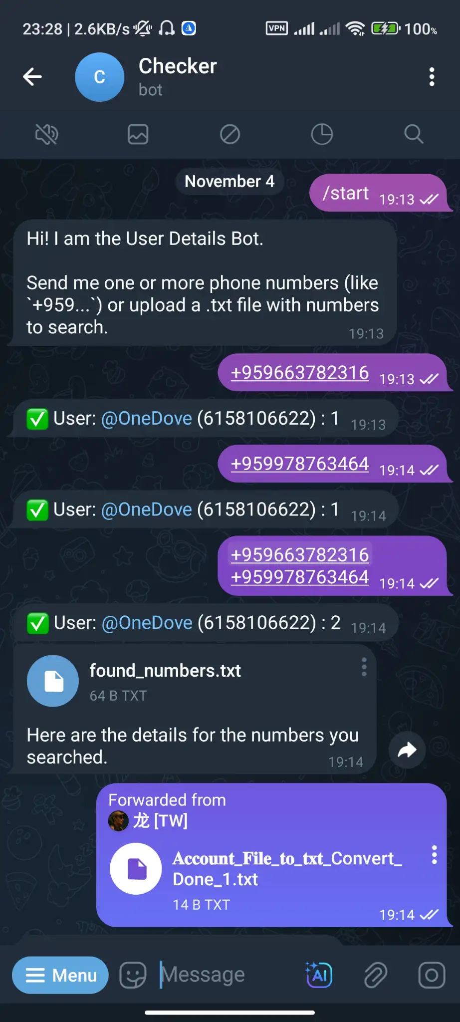 Telegram Accounts Reset Checker (Tool for Receiver Bot Owners)